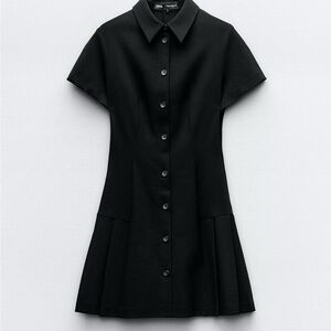 Zara Black Mini Dress with Button Detail